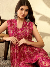 Women Red Rayon Blend Ikat Printed Co-ord Sets-VCORD1035